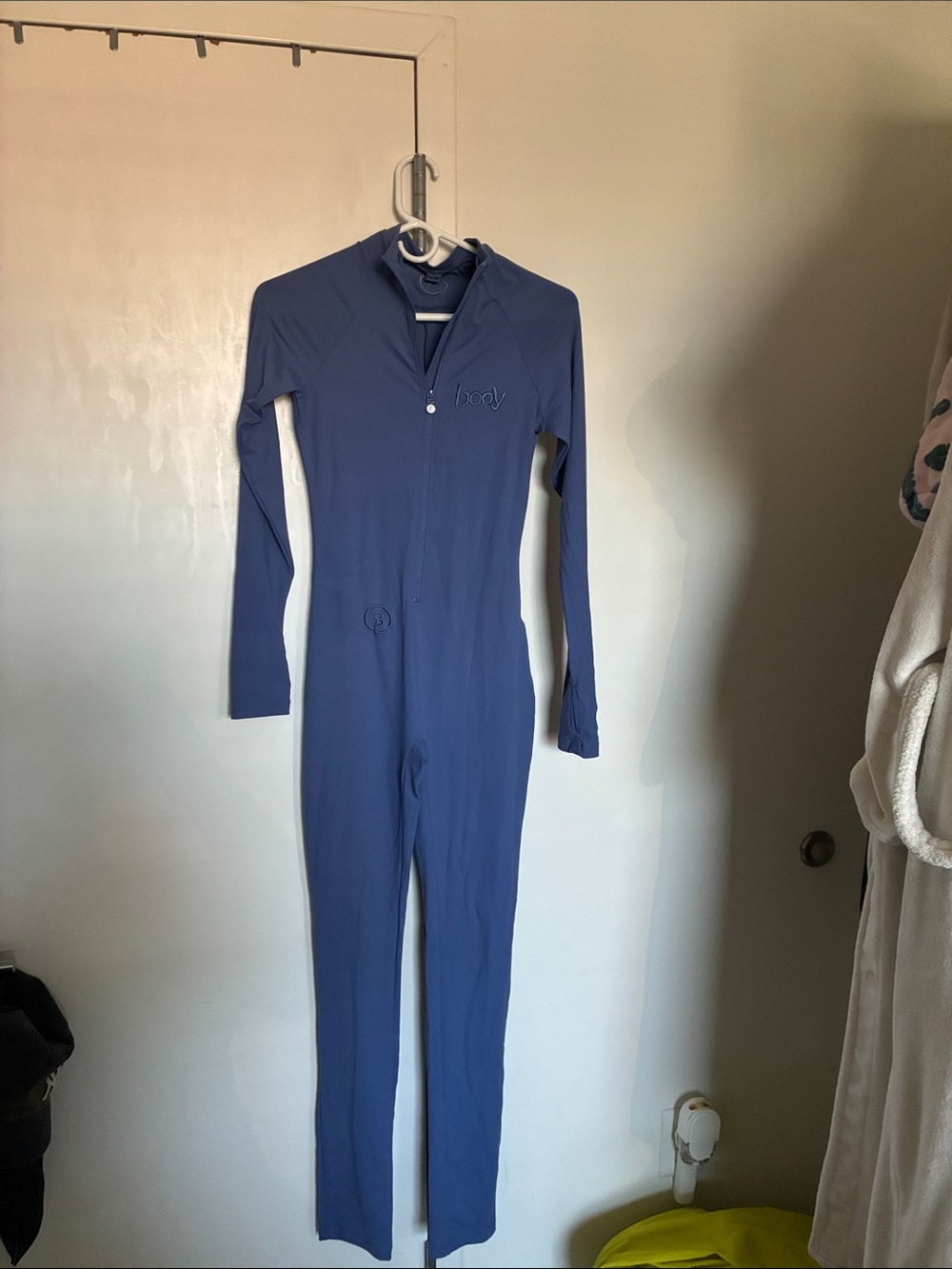 Body Blue Long-Sleeve Zip Front Jumpsuit